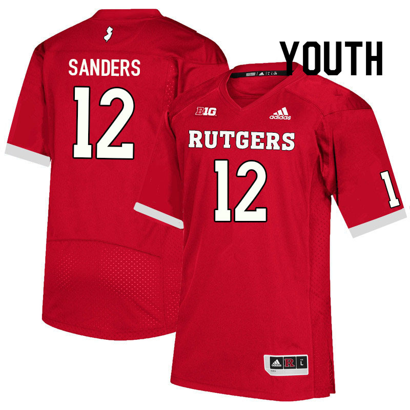 Youth #12 Brandon Sanders Rutgers Scarlet Knights College Football Jerseys Sale-Scarlet